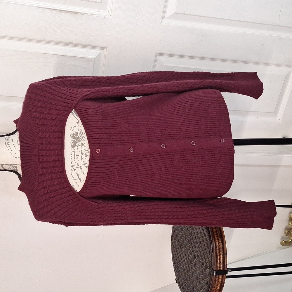 Design History Mock Turtleneck Sweater with Front Cutout - Sangria New - Picture 6 of 9